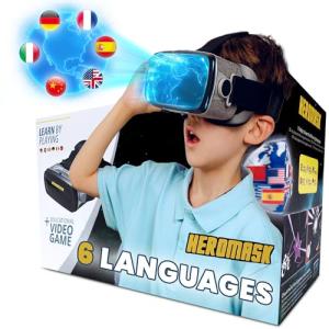 Heromask Virtual Reality Headset for Kids + Video Games to Learn Spanish Italian etc [Language Learning] VR for Kids. Kids Gifts for Boys and Girls for Age 5 to 12 Years Old. Educational