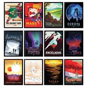 97 Decor Outer Space Decor For Boys Room - Vintage Space Poster For Bedroom Men, Sci-fi Planet Wall Decor Aesthetic, Retro Space Wall Art Prints, Futurism Astronomy Pictures For Kids (7x10 Unframed)