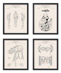 Poster Master 4-Piece Sci-Fi Characters Blueprint Poster - Patent Print - Spaceship Art - Armored Walker Art - Technical Drawing Art - Fantasy Art - Office or Kids Room Decor - 8x10 UNFRAMED Wall Art