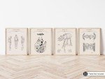 Poster Master 4-Piece Sci-Fi Characters Blueprint Poster - Patent Print - Spaceship Art - Armored Walker Art - Technical Drawing Art - Fantasy Art - Office or Kids Room Decor - 8x10 UNFRAMED Wall Art