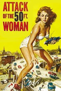 Attack of the 50 Foot Woman Retro Vintage Horror Movie Merchandise 50s Sci Fi Movie Classic Kitsch Feminist SciFi Horror Decor Horror Movie Poster Giantess Cool Wall Art Print Poster 24x36