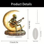 Alien Figurine, Collectible Alien Figure, Unique Desk Sculpture, Acrylic Decor Statues, Boho Alien Figurine and Acrylic Moon Guitarist Sculpture for Unique Desk and Coffee Table Decoration