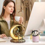 Alien Figurine, Collectible Alien Figure, Unique Desk Sculpture, Acrylic Decor Statues, Boho Alien Figurine and Acrylic Moon Guitarist Sculpture for Unique Desk and Coffee Table Decoration