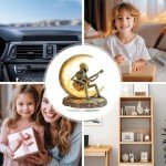 Alien Figurine, Collectible Alien Figure, Unique Desk Sculpture, Acrylic Decor Statues, Boho Alien Figurine and Acrylic Moon Guitarist Sculpture for Unique Desk and Coffee Table Decoration