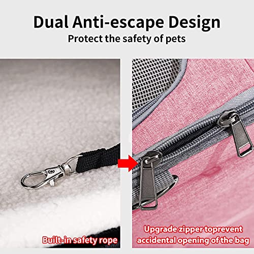 Foldable Pink Pet Carrier with Telescopic Walking Handle