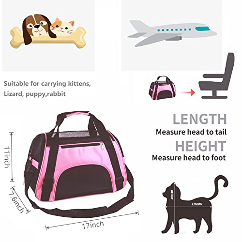 PYKESALY Cat Carrier, Airline Approved, Foldable, Breathable (Small, Pink)