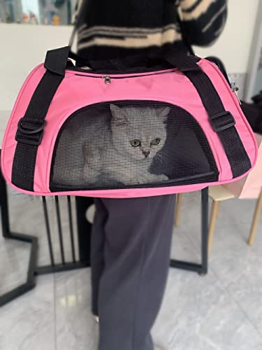 PYKESALY Cat Carrier, Airline Approved, Foldable, Breathable (Small, Pink)