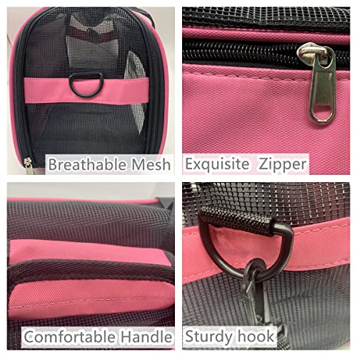 PYKESALY Cat Carrier, Airline Approved, Foldable, Breathable (Small, Pink)