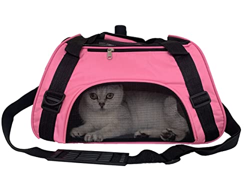 PYKESALY Cat Carrier, Airline Approved, Foldable, Breathable (Small, Pink)