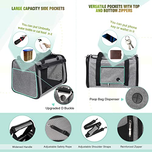 YUDODO Airline Approved Soft-Sided Cat Carrier - Grey Green