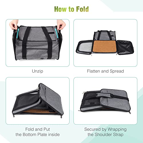 YUDODO Airline Approved Soft-Sided Cat Carrier - Grey Green