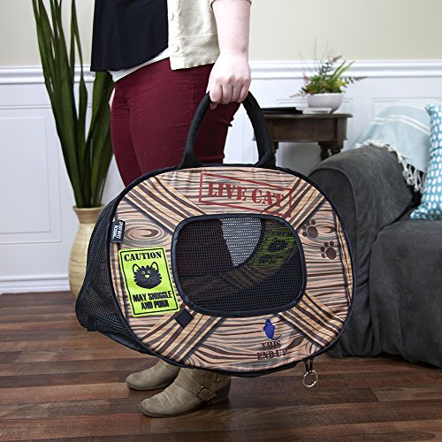Foldable Travel Cat Carrier - Blue/Brown