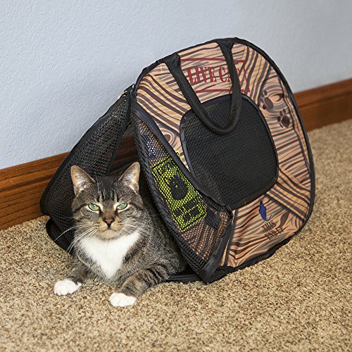 Foldable Travel Cat Carrier - Blue/Brown