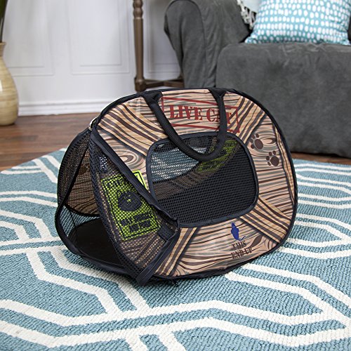 Foldable Travel Cat Carrier - Blue/Brown