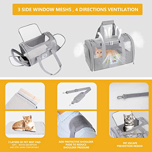 SECLATO Airline Approved Cat Carrier, Grey