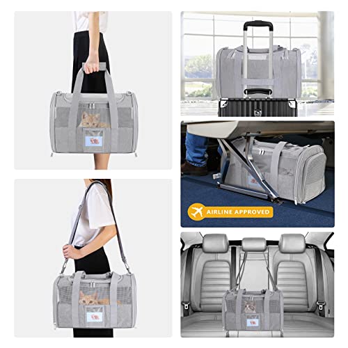 SECLATO Airline Approved Cat Carrier, Grey