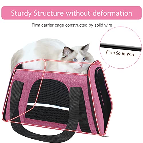 HiCaptain Soft Cat Carrier - Breathable Pet Carrier (Pink)