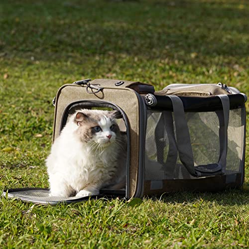 Soft-Sided Military Khaki Cats Carrier for Travel
