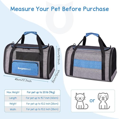 BurgeonNest Large Cat Carrier with Side Bag