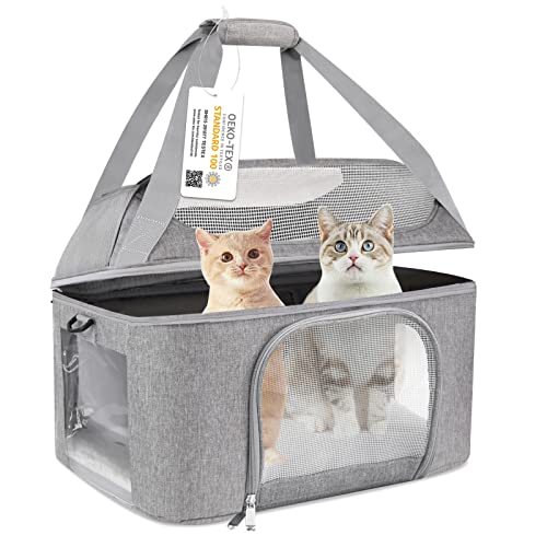 Large Cat Carrier for 2 Cats - Gray