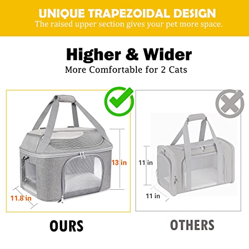 Large Cat Carrier for 2 Cats - Gray