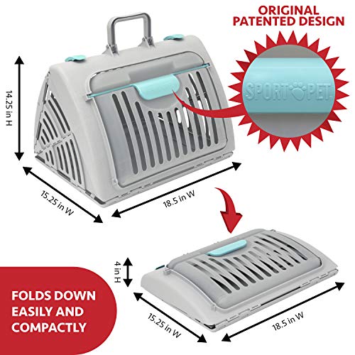 SportPet Foldable Travel Cat Carrier with Waterproof Bed