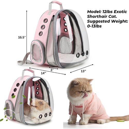 Lollimeow Bubble Pet Carrier Backpack - Pink, Airline-Approved