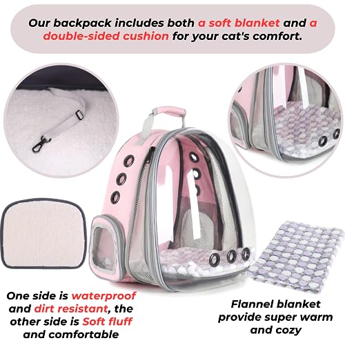 Lollimeow Bubble Pet Carrier Backpack - Pink, Airline-Approved