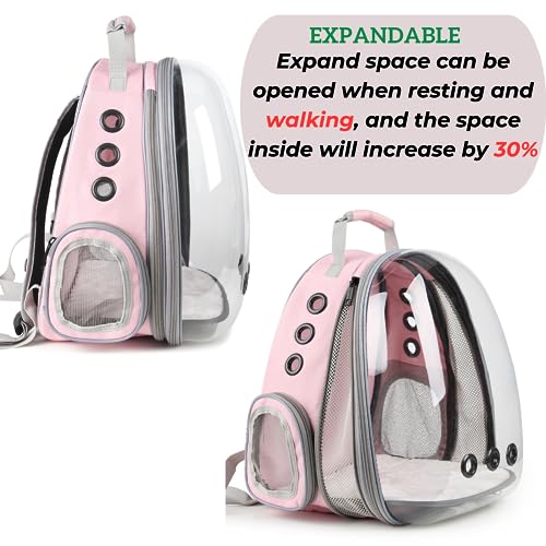 Lollimeow Bubble Pet Carrier Backpack - Pink, Airline-Approved