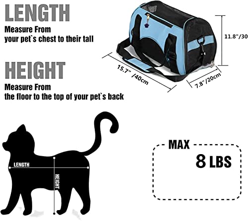ZaneSun Soft-Sided Cat Travel Carrier (Small Blue)