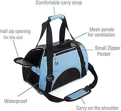 ZaneSun Soft-Sided Cat Travel Carrier (Small Blue)