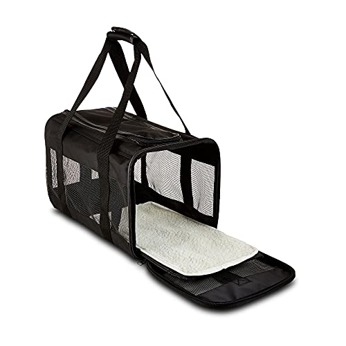 Soft-Sided Mesh Pet Travel Carrier, Medium - Black