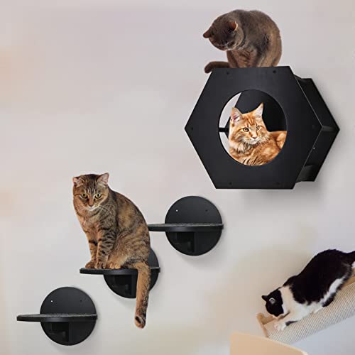 Modern wall furniture for cats, 1 shelf & 3 steps