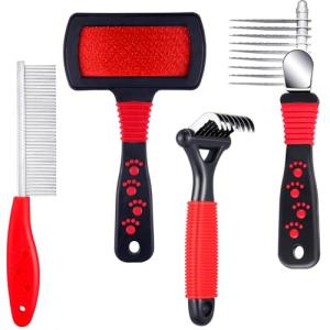 Pet Grooming Kit: Combs and Brush Set
