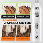 Quiet Dog Nail Grinder with LED Lights and 2 Speeds