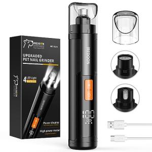 IREDOON Quiet Electric Dog Nail Grinder with LEDs