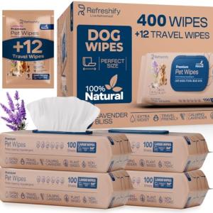 Plant-Based Lavender Dog Wipes - 400 Pack
