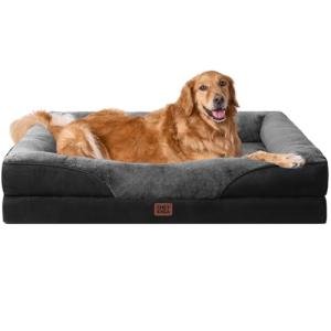 XL Memory Foam Dog Bed with Bolster, Waterproof