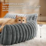 Fluffy Small Dog Sofa - Removable Cover, Warm Grey