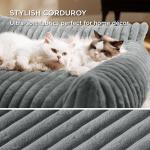 Fluffy Small Dog Sofa - Removable Cover, Warm Grey