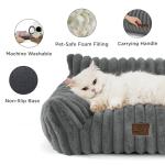 Fluffy Small Dog Sofa - Removable Cover, Warm Grey