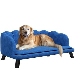 Velvet Large Dog Couch with Foam Cushion