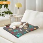 Fluffy Fleece Pet Blanket - Paw Print Throw
