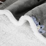 Dog Print Sherpa Fleece Throw Blanket, Grey