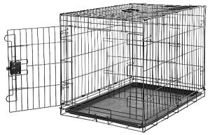 Foldable Metal Dog Crate with Tray and Divider
