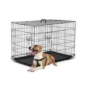 36-Inch Foldable Metal Dog Crate with Double Door