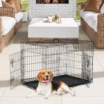 36-Inch Foldable Metal Dog Crate with Double Door