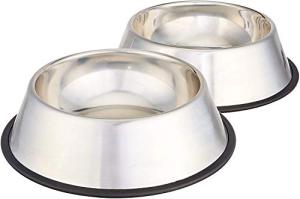 Stainless Steel Non-Skid Dog Bowls, 2-Pack