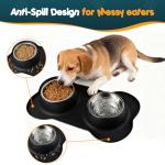 Double Dog Food Bowls with No-Spill Mat