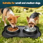 Double Dog Food Bowls with No-Spill Mat